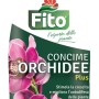 Fito Concime per Orchidee Plus, flacone da 4L con fiori di orchidea rosa.