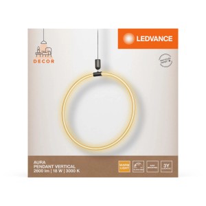 Lampada a sospensione LEDVANCE Aura: Lampada a sospensione ad anello con luce bianca calda.