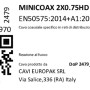 Etichetta cavo coassiale: MINICOAX 2X0.75HD, norme, produttore CAVI EUROPAK SRL.