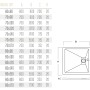 Disegno tecnico di un piatto doccia t.b.t. con dimensioni.