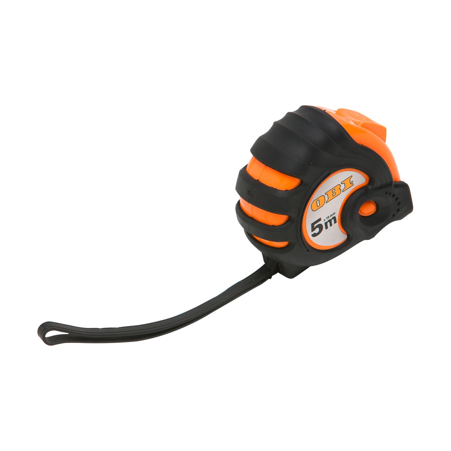 Metro a nastro OBI, 5 m, con pulsante di blocco. Metro a nastro tascabile in arancione e nero.