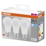 Confezione di lampadine LED E27 Osram. Tre lampadine bianche in confezione di cartone.