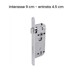 Serratura patent scrocco interasse 90 mm entrata 45 mm cromo satinato