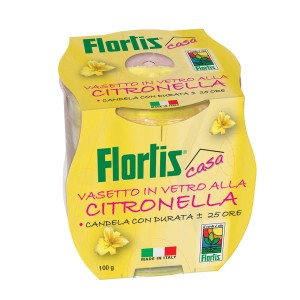 Candela alla citronella Florlis in vetro, Antizanzare per esterni.