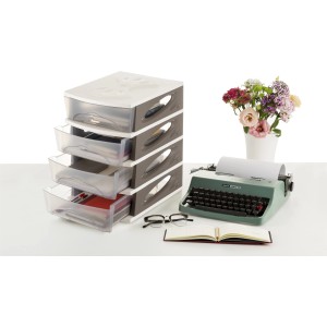 t.b.t. Cassettiera con quattro cassetti, grigio/trasparente.