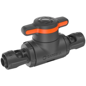 Valvola di regolazione/intercettazione Gardena 13 mm per sistemi Micro-Drip per la regolazione del flusso d'acqua.