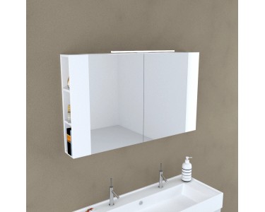 Specchio contenitore bagno a 2 ante e mensole bilaterali 680x1100x150 cm  bianco