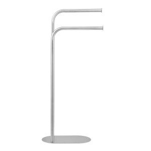 Piantana t.b.t. argentata con due porta asciugamani e base ovale.