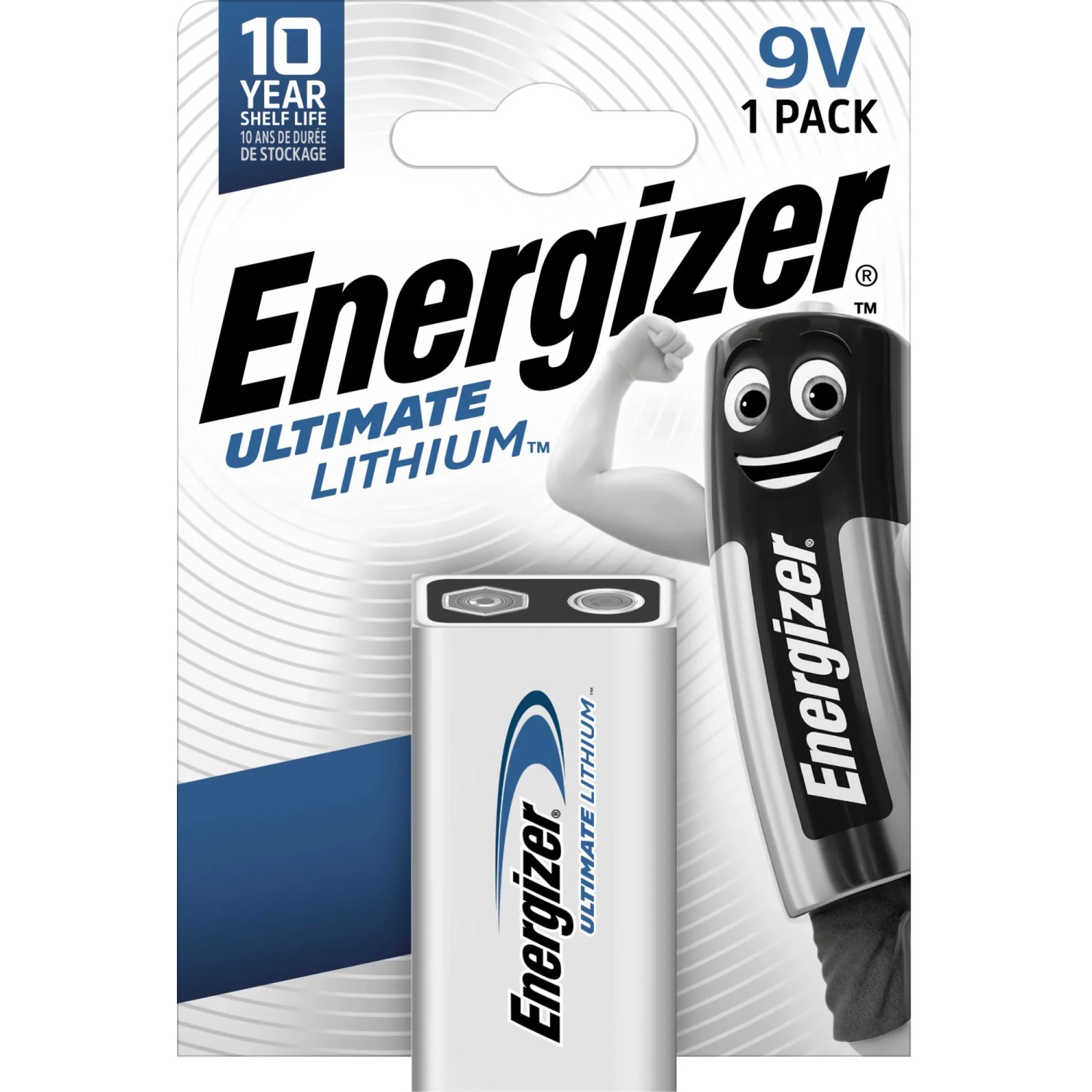 Batteria Energizer Ultimate Lithium 9V, confezione da 1. Batteria al litio a lunga durata per rilevatori di fumo.