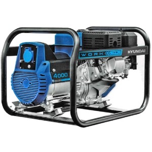 Generatore di corrente blu Hyundai, generatore portatile per cantieri e giardini.