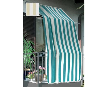 Tenda da sole a caduta verticale con anelli 145x300 cm ecrù rigato