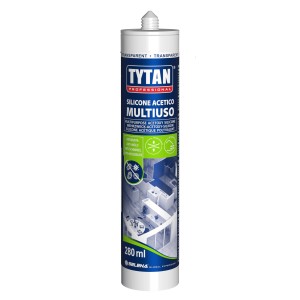 Tytan Silicone Acetico Multiuso, trasparente, cartuccia da 280ml per bagno e cucina.