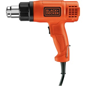 Pistola termica Black+Decker KX1650, 1750 W, arancione, con spegnimento automatico e staffa metallica.