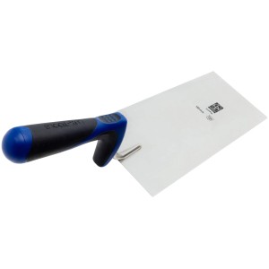 Cazzuola da stucco LUX 180 mm, in acciaio inox con impugnatura comfort blu e nera.