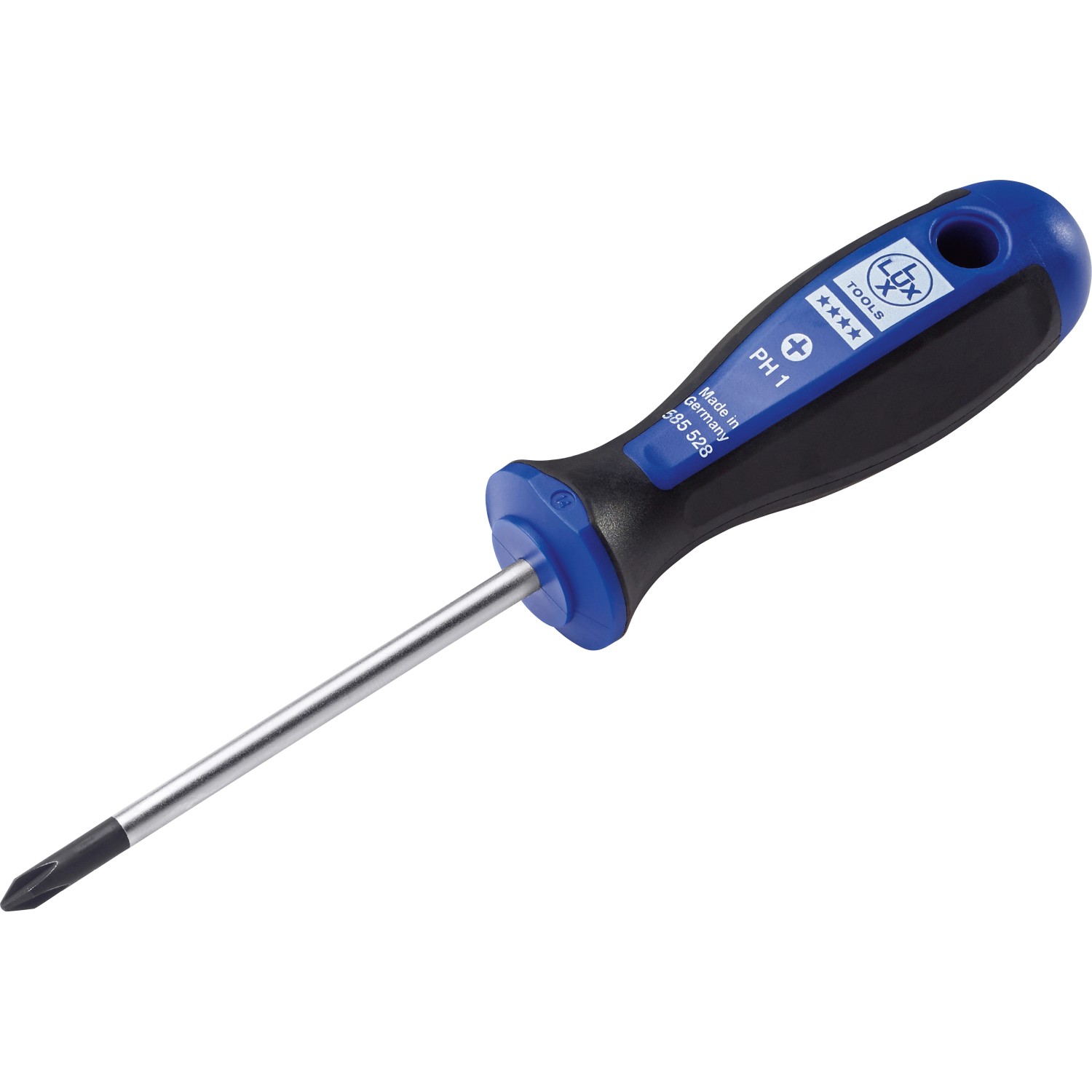 Cacciavite LUX Comfort PH1 con manico blu e nero, lama da 80 mm.