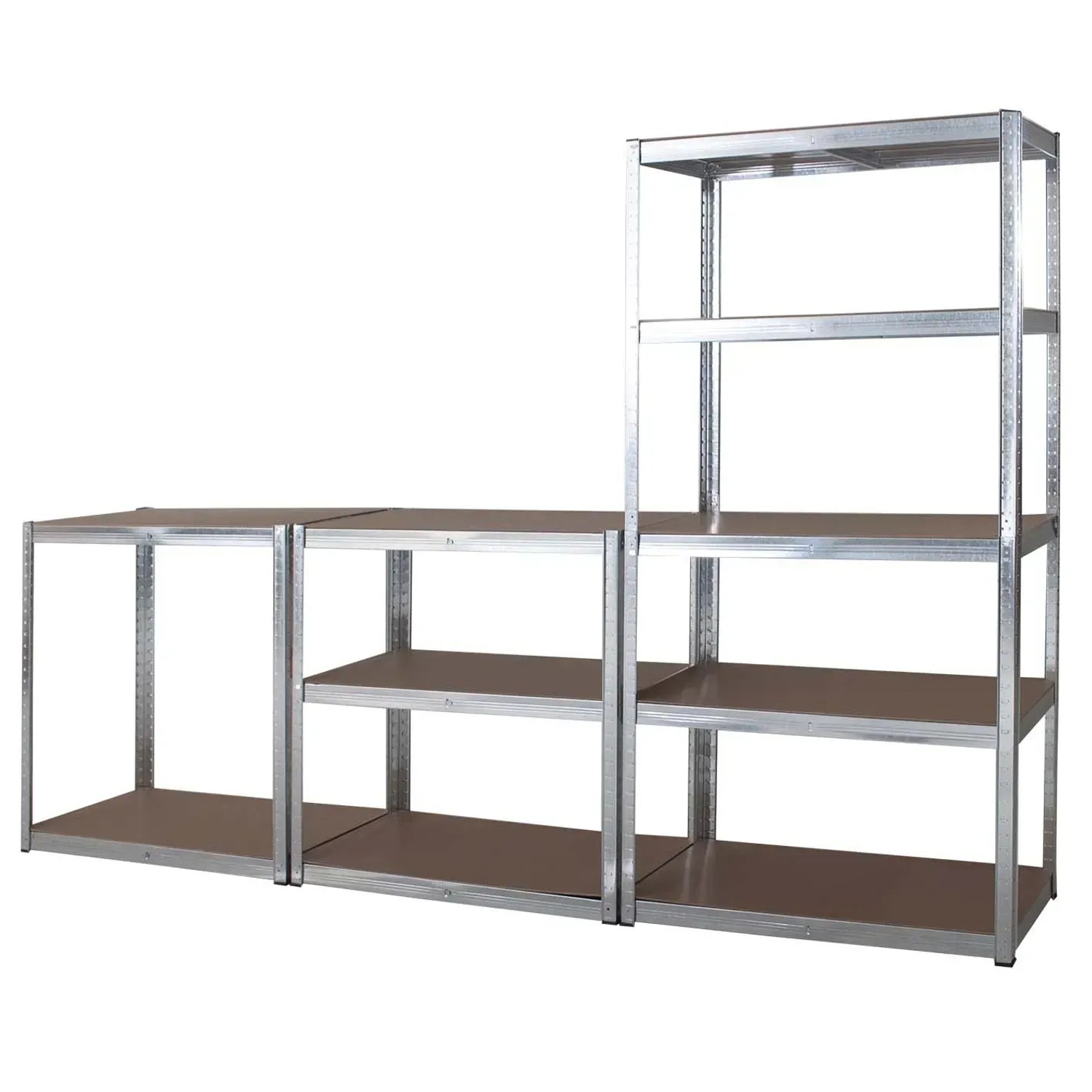 Sistema di scaffalatura in metallo, assemblabile in modo variabile. Ideale per magazzini, cantine o officine.