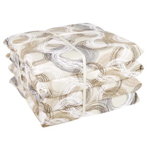 Pila di cuscini/federe t.b.t. con motivo astratto in beige, grigio e bianco.