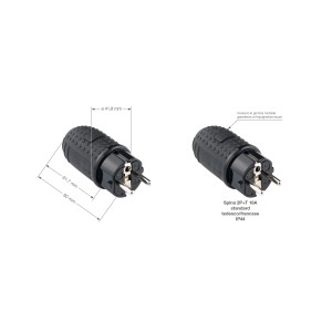 Spina Spine nera 2P+T 16A, standard tedesco/francese, IP44