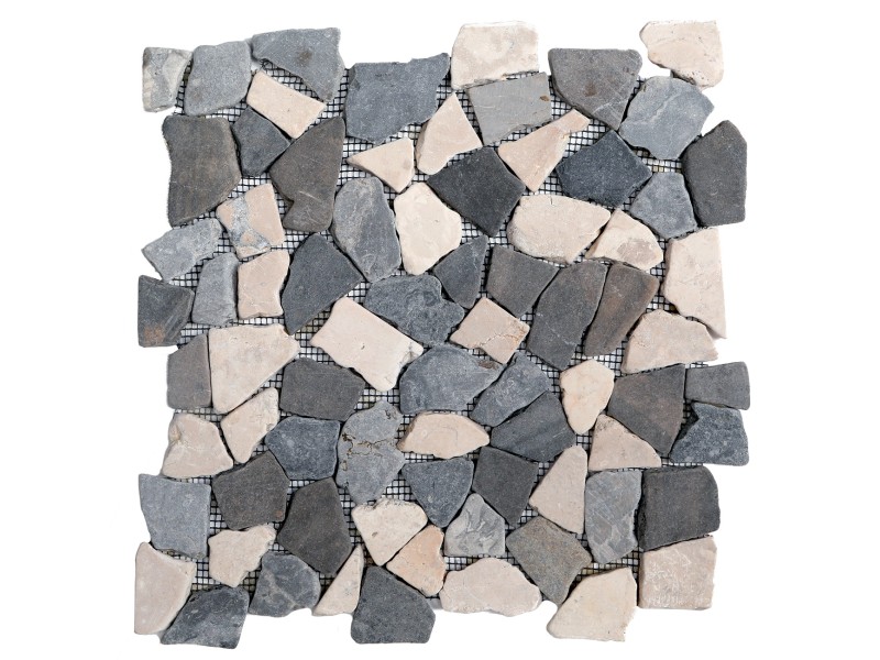 Palladiana mosaico su rete in pietra naturale COLORE MISTO, fogli pre  assemblati da 30,5cm x 30,5cm x 1 cm.