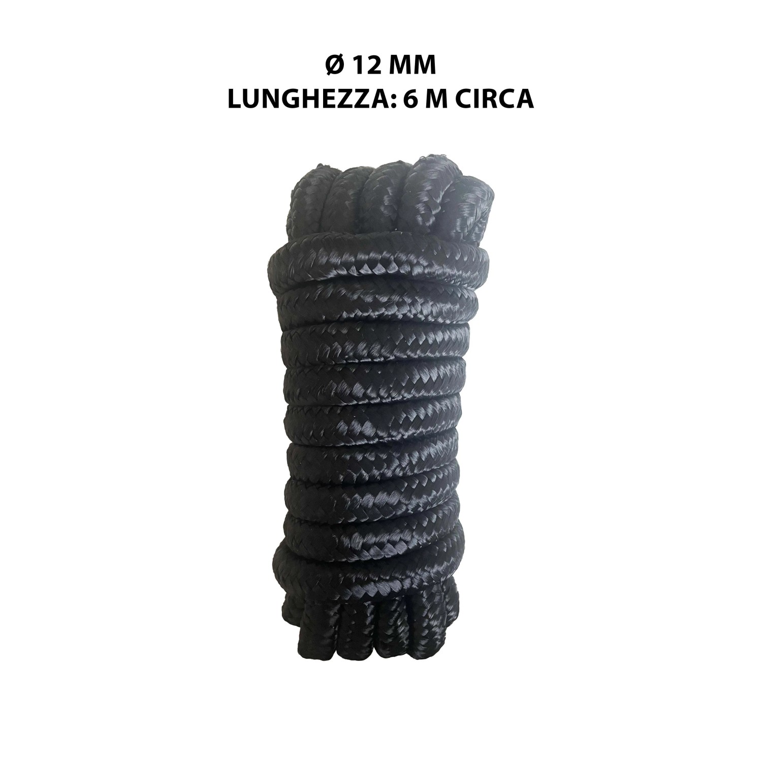 Corda nera t.b.t., lunga circa 6m, per vari fissaggi.