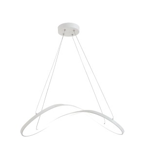 Moderna lampada a sospensione a LED bianca t.b.t. per spazi abitativi.