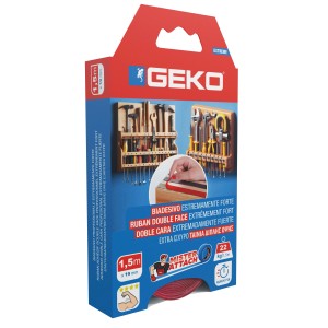 Nastro biadesivo GEKO, 1,5m x 19mm, per una tenuta estremamente forte.