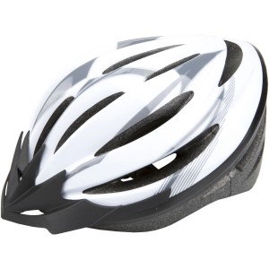 Casco da bici bianco con dettagli neri per una protezione ottimale.