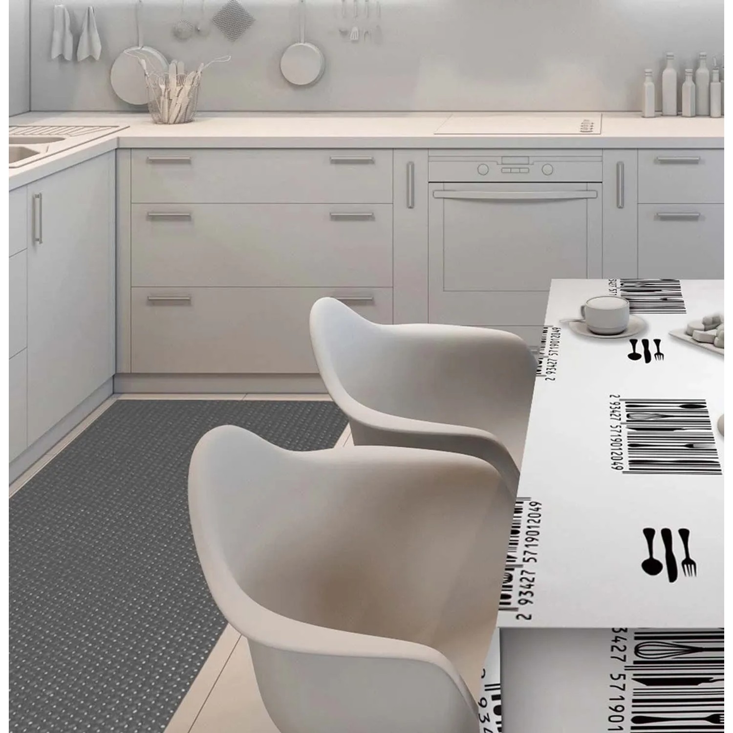 Tappeto cucina in PVC 65x20 cm grigio_2