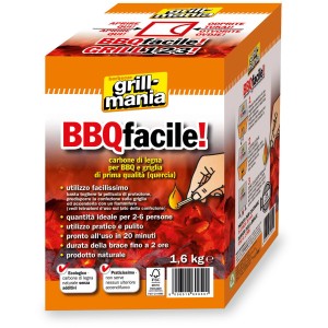 Grill-Mania BBQ facile! Carbone di legna per BBQ e griglia, 1.6 kg.
