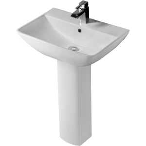 Lavabo bianco t.b.t. con rubinetto. Design moderno per il tuo bagno.