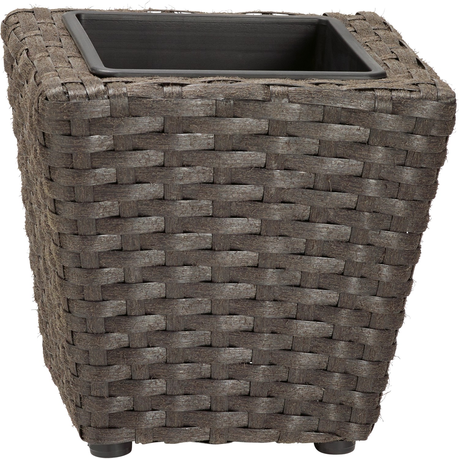 Vaso conico antracite (17x17 cm) effetto rattan per interni ed esterni.
