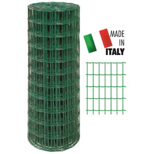 Rotolo di rete metallica verde t.b.t., ideale per recinzioni e giardinaggio.