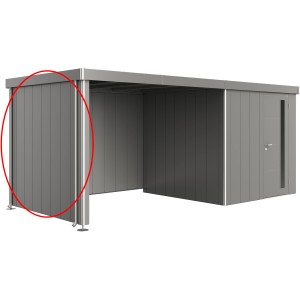 Pannello laterale Biohort per tettoia casetta Neo, grigio quarzo metallizzato. Accessorio per casetta da giardino.
