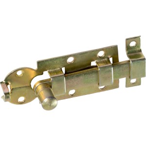 Catenaccio per finestra zincato giallo con pomello, 60x25mm, per sicurezza finestre.