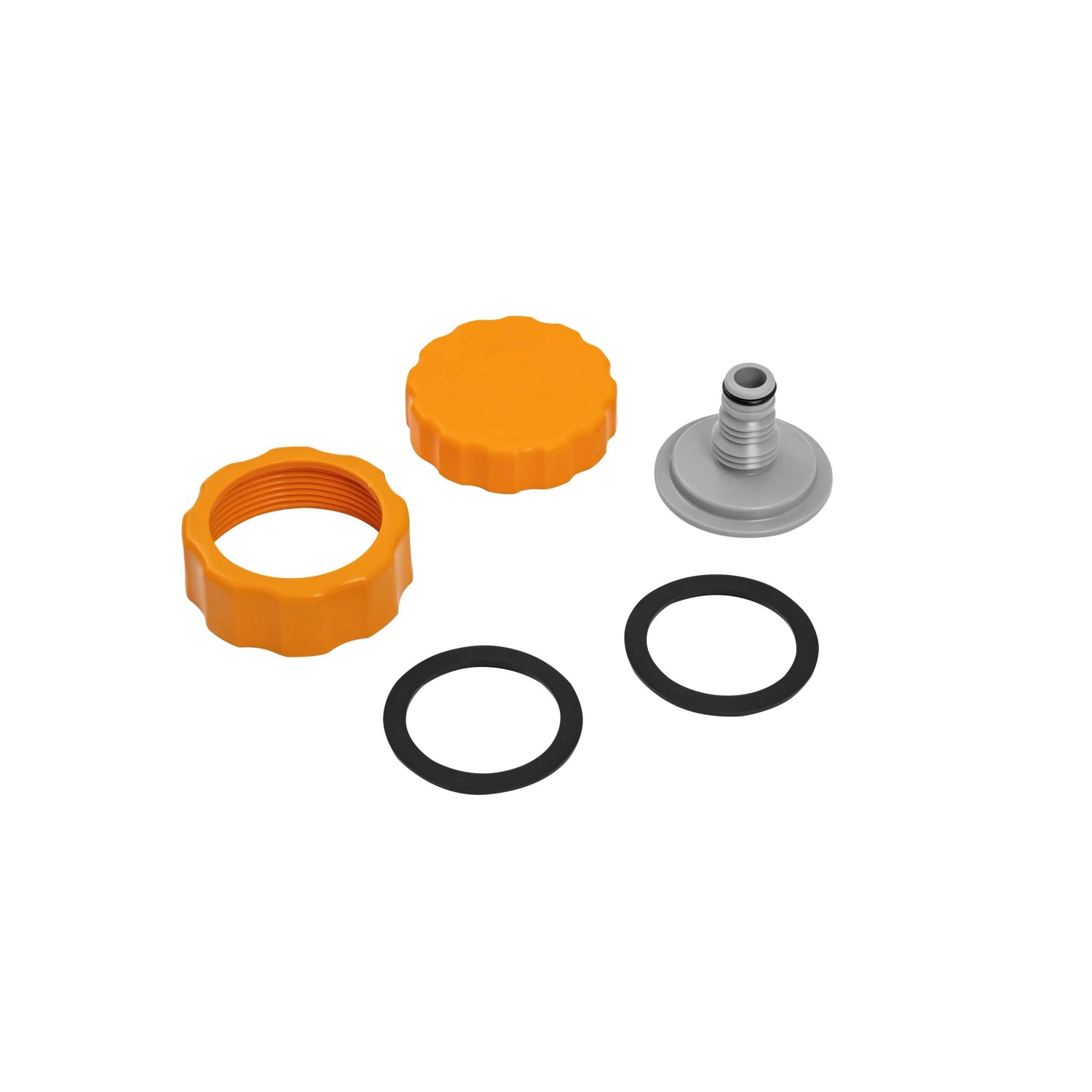 Set accessori per filtro a sabbia: guarnizioni, adattatore e tappi.