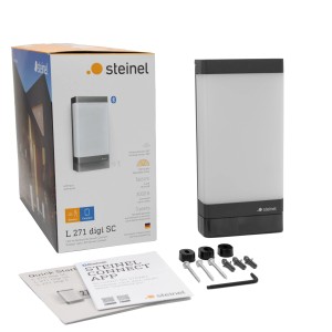 Lampada da parete per esterni a LED Steinel L 271 SC antracite con rilevatore di movimento e accessori.