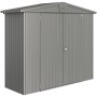 Casetta da giardino in metallo Biohort Europa, grigio quarzo metallizzato, 1,9 m², con doppia porta.