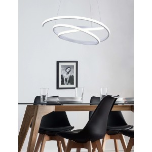 Lampada a sospensione LED moderna t.b.t. bianca, design a spirale per sala da pranzo e soggiorno.