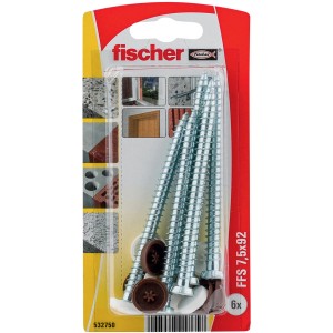Fischer FFS 7,5x92 tasselli a vite, 6 pezzi, per fissaggi vari.