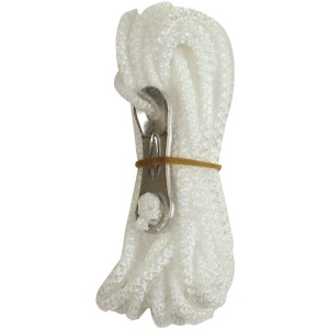 t.b.t. per attrezzatura da campeggio, cordino bianco con clip in metallo