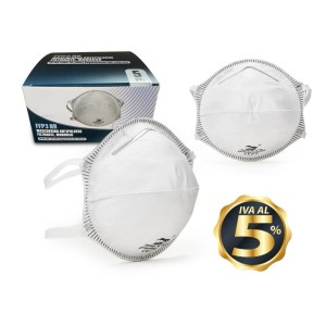 t.b.t. Maschere antipolvere FFP3 NR, dettaglio delle maschere respiratorie bianche.