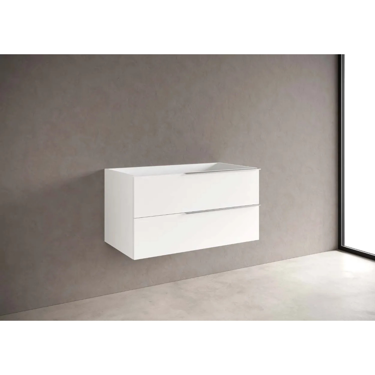 Mobile bagno t.b.t. bianco con due cassetti per il bagno.