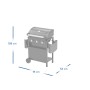 Illustrazione di un barbecue a gas t.b.t. con dimensioni di altezza, larghezza e profondità.
