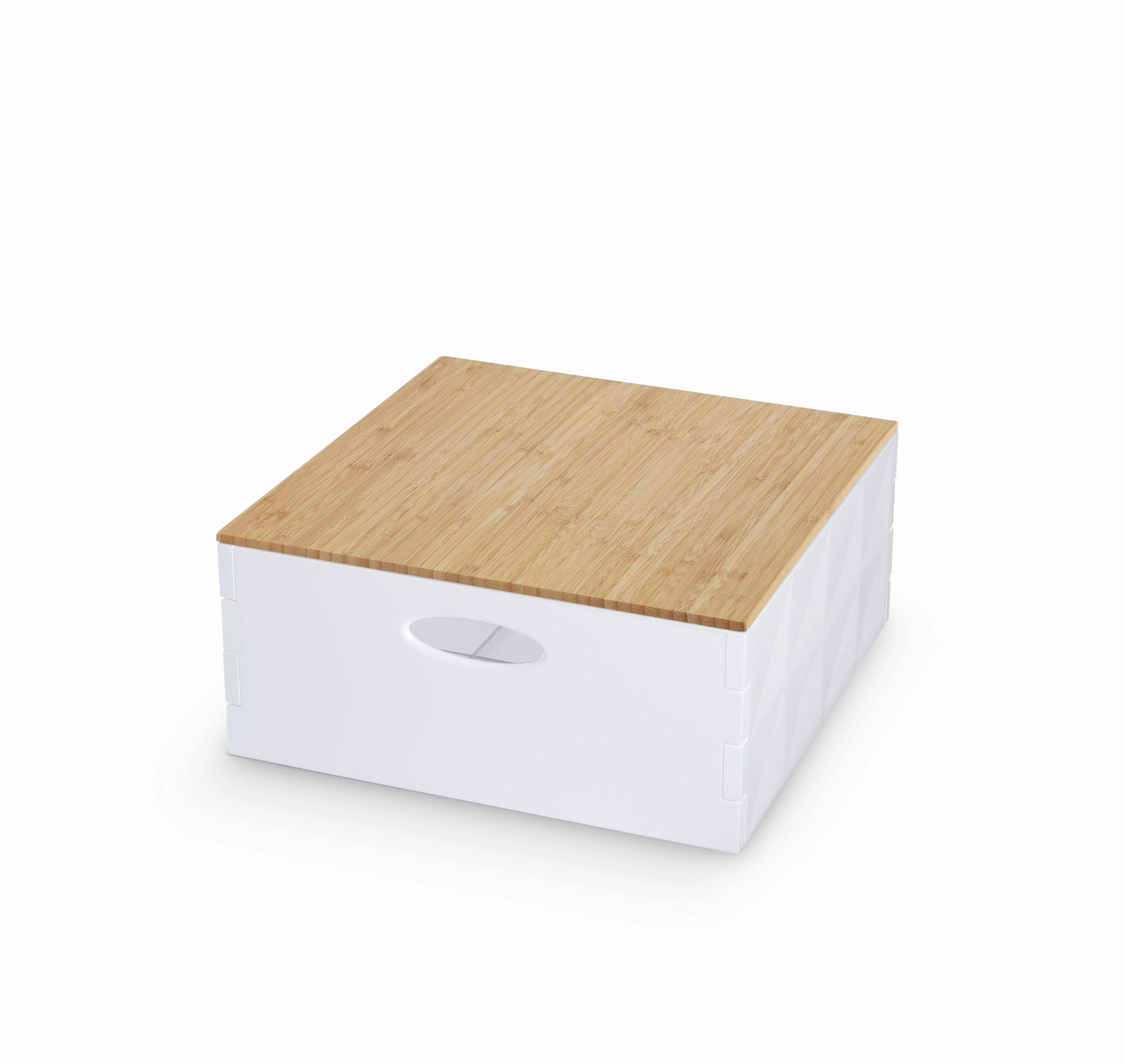 Contenitore plastica con coperchio Crystal Box bianco 14,5x31x31cm