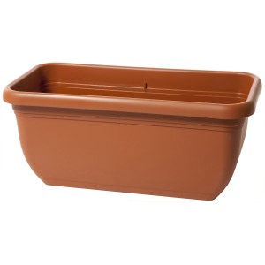 Fioriera da esterno marrone.