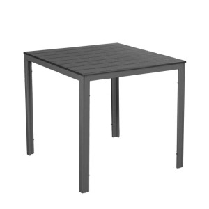 Tavolo quadrato in acciaio e HDPE Sven 78x6x74 cm effetto legno