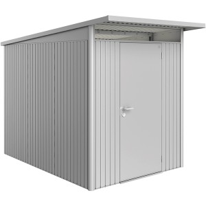 Casetta da giardino in metallo Biohort AvantGarde A3, argento metallizzato con porta standard.