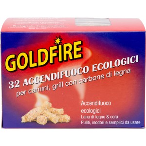 Accendifuoco Goldfire, 32 pezzi, ecologici per camino e grill.