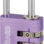 Lucchetto t.b.t. viola con combinazione numerica per maggiore sicurezza.