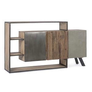 Credenza in legno di mango e acciaio Manchester 3 ante 175x38x100 cm